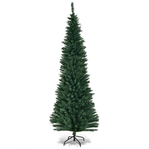 Coast Weihnachtsbaum Pencil Slim - 210 cm & 700 Spitzen - mit Metallständer und realistischen Zweigen - für drinnen und draußen - grünes PVC und Metall