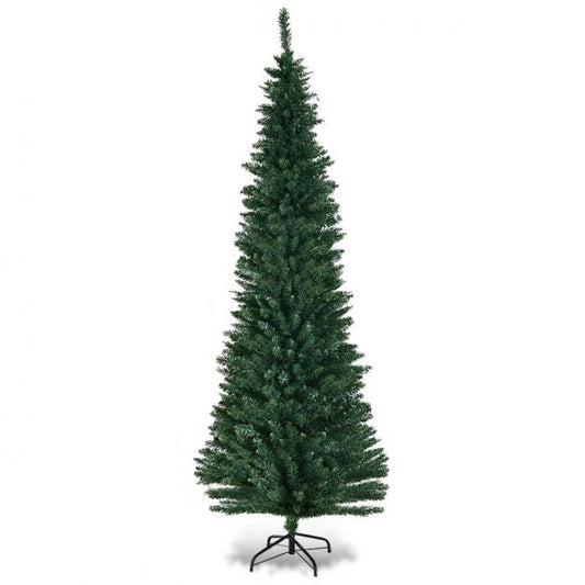 Coast Weihnachtsbaum Pencil Slim - 210 cm & 700 Spitzen - mit Metallständer und realistischen Zweigen - für drinnen und draußen - grünes PVC und Metall