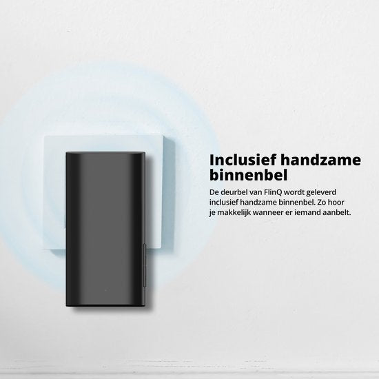 FlinQ Smart Doorbell - Türklingel drahtlos - Türklingel mit Kamera - inkl. Gong - 1080P HD - Schwarz