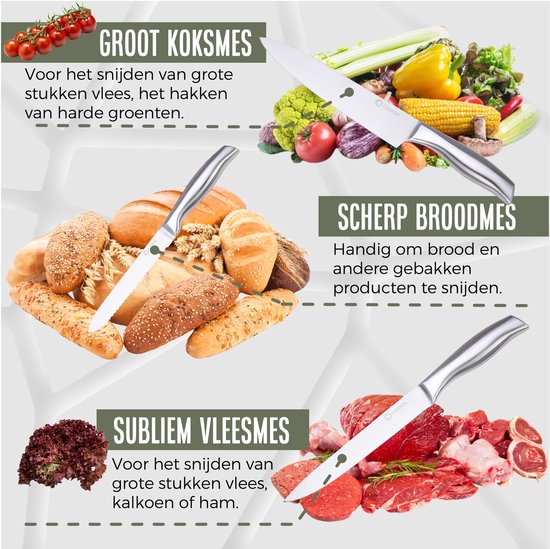 COOCK - Messerset mit Block und klappbarem Schneidebrett - Küchenmesser mit Schere und Wetzstahl (Messerschärfer) - 17-teiliges Küchenutensilien-Set im Messerblock - mit kratzfester Beschichtung - komplett aus Edelstahl