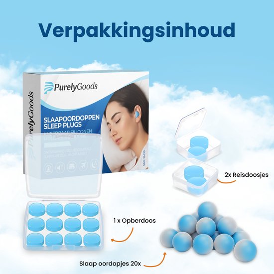 PurelyGoods® Schlaf-Ohrstöpsel - 20 Silikon-Schlaf-Ohrstöpsel - Anti-Schnarch - Seitenschläfer