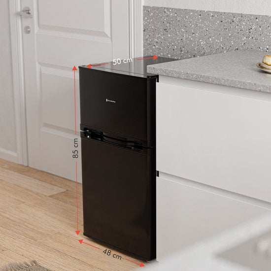 KitchenBrothers Kühlschrank - 61L Kühlfach - 24L Gefrierfach - Eisfach - Frigo - Freistehend - Schwarz