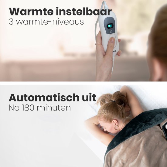 Auronic Electric Blanket - Duo Pack - Wärmedecke - 1 Person - 3 Wärmestufen - 160x120cm - Anthrazit