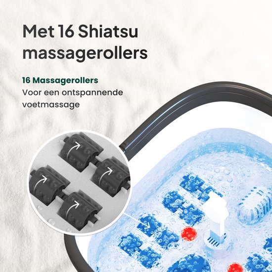 Brixy Fußbad - Manuelle Massagerollen - Heizt bis zu 45°C - Fußmassagegerät - Fußbad mit Massage - Schwarz