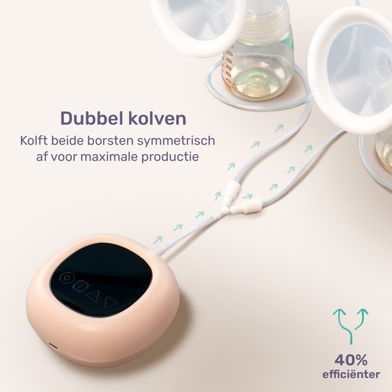 Qwali Comfort Flow® Elektrische Milchpumpe - BPA frei - Inkl. 2 Milchflaschen - Kabellos - Weiß