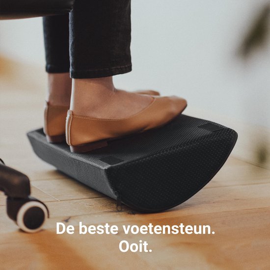 CozySense® Fußstütze Schreibtisch - Ergonomischer Fußhocker - Geeignet für Zuhause oder im Büro - Fußkissen - 2 verstellbare Höhen - Anti-Rutsch - Bezug mit Massagefunktion - Waschbar - Schwarz