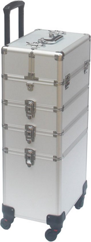 Aluminium-Schminkkoffer, Nagelkoffer, Schminkkoffer, Friseurwagen / Beauty-Case / Trolley zur Aufbewahrung Ihrer Körperpflegeprodukte 4 in 1