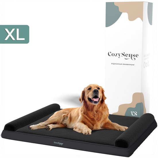 CozySense® Orthopädisches Hundekissen 100 X 70 cm - Größe XL - Wasserdicht - Geeignet als Sitzkissen & Hundebett - Waschbarer Bezug - Schwarz
