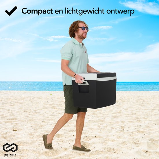 Infinity Goods Elektrische Kühlbox - 40L - Kühlbox - 12V und 230V - Kühlbox - Kühlen und Heizen - Schwarz