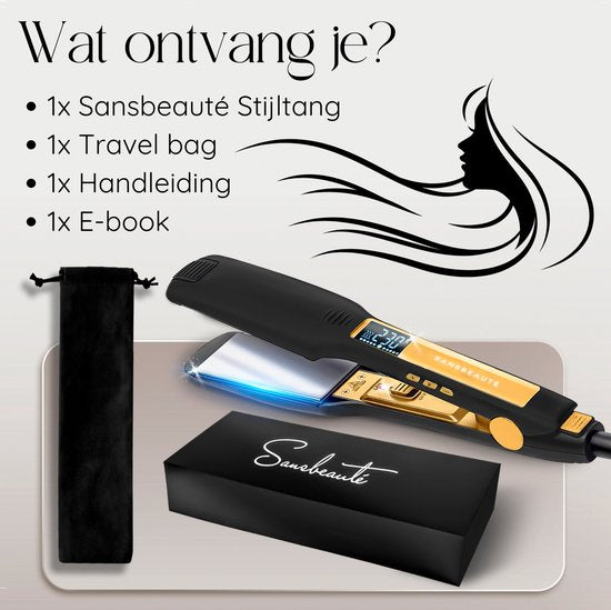 Sansbeauté® Professionelles Glätteisen - 2 in 1 - Lockenstab - Glätteisen - Haarglätter - Schnelles Aufwärmen - 80℃ bis 230℃ - Glätten & Locken - ION-Technologie
