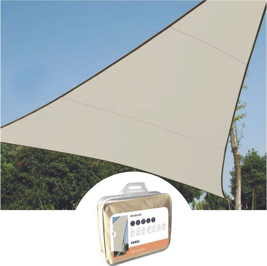 Perel Schattentuch, wasserabweisend, 3,6 x 3,6 x 3,6 m, 160 g/m², Polyester, Dreieck, creme