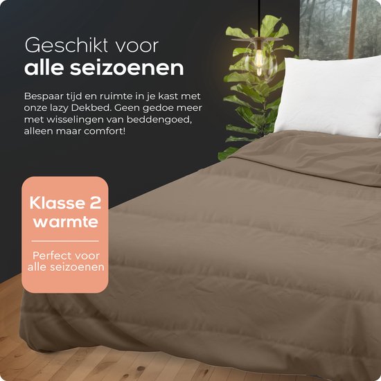 Sleeptime 2 in 1 Bettdecke - Bettdecke ohne Bezug Inklusive Kissenbezüge - 200x200 - Taupe