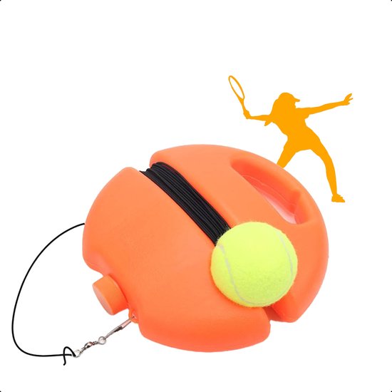 Tennisstock - Tennistrainer - Set mit Gummiband und Tennisball - Orange - Für den Garten - Kinder - Klassiker - Profi - Ferien - Erwachsene
