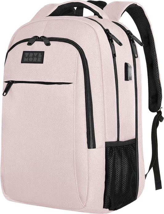 TRVLMORE Rucksack - 28L - 15.6 Zoll - Laptop-Rucksack mit USB - Anti-Diebstahl - Männer und Frauen - Tasche Pink