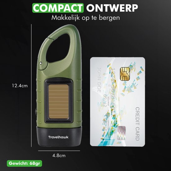 Travelhawk Rückspulbare Taschenlampe - Led Pinch Cat mit Dynamo - Manuell ohne Batterie aufladbar - Notfallset