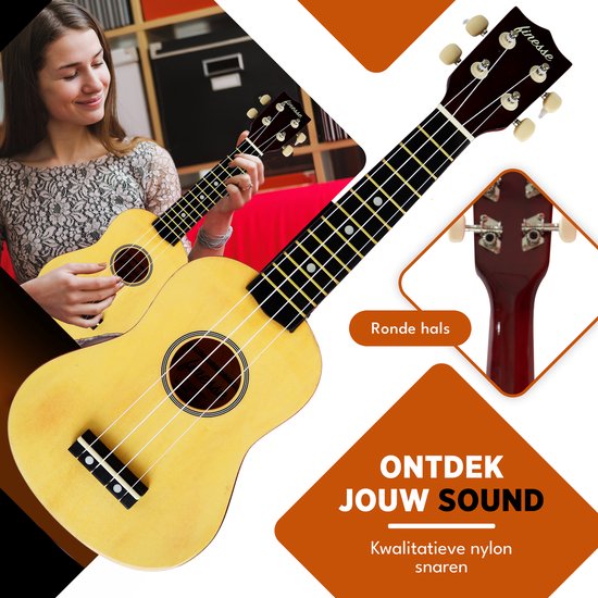 Finesse Ukulele - Starter Set - 21" - Ukulele - Spielzeuggitarre - Kind - Musikinstrument - Holzfarben