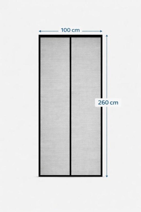 Ceruzo Türvorhang 100xH260 cm - Magnetisch - Fliegenvorhang - Schwarz - Klettverschluss - Extra hoch