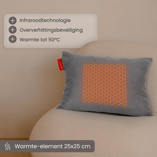 Auronic Wärmekissen - Classic - 45x60 - Kabellos - Wiederaufladbar - Elektrisches Kissen - Infrarot - Anthrazit