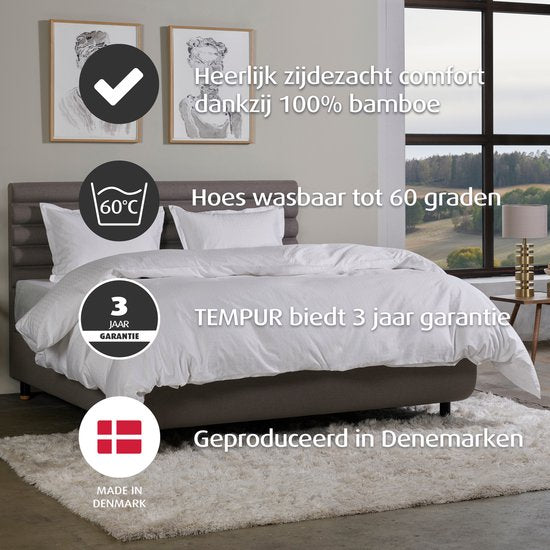 Home by TEMPUR - Bettbezug - 200 x 200 cm - Weiß & Baumwollsatin - bügel- und trocknerfest - Seidenglanz und luxuriöse Hotelqualität