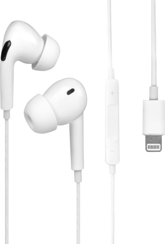 Nuvance - Ohrhörer mit Kabel und Mikrofon - Geeignet für Apple Lightning - In-Ear-Ohrhörer - Kopfhörer - Weiß