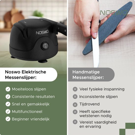 Noswo Elektrischer Messerschärfer - Multifunktional - Geeignet für Messer, Schraubendreher und Scheren - Rutschfest - Schwarz