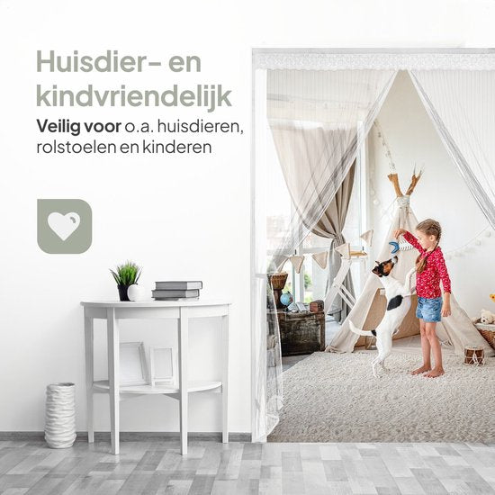 O'DADDY® Türvorhang Deluxe FIBER - Magnetischer Fliegenvorhang - Für Neubauten und Standardtüren - Einfache Installation - Türgitter Weiß - 140x230 cm