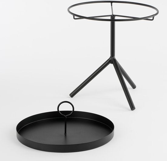 Mica Decorations Aston Beistelltisch mit abnehmbarem Tablett - H40 x Ø31 cm - Metall - Schwarz