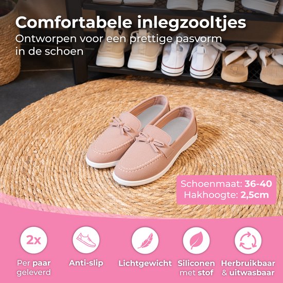 Nuvance Einlegesohlen - 2.5cm Fersenverstärker - Fersenpolster - 2 Stück - Größe 36-40 - Männer & Frauen - Ferseneinlagen - Pink