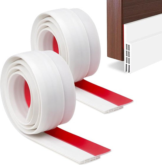 Zugluftstopper - Einstellbarer Zugluftstopper - Selbstklebende Türdichtung - 2er-Pack Zugluftstopper für Türen - Hochelastischer Zugluftstopper - Isolierung - Schädlingsbekämpfung - Für Schallisolierung und Wetterbeständigkeit - Weiß - 100 Cm x 5 Cm