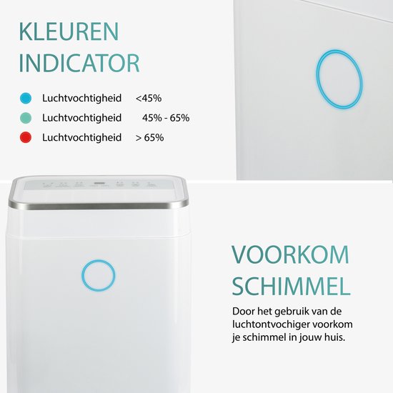 Aironex - Luftentfeuchter und Luftreiniger - 20 l Fassungsvermögen & mit Wasch-Trocken-Funktion - extrem leise mit Led-Anzeige - für Wohnzimmer und Schlafzimmer - weißer Kunststoff