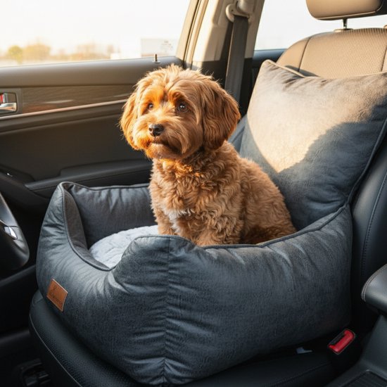 By Cee Cee Hundekorb Auto - Very Luxury Car Dog Basket - Autositz Hund Rücksitz - Autokorb Hund - Autositz Hundedecke - Autositz Hund - auch für Seitensitz - Anthrazit - Ameline
