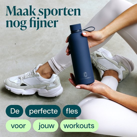 Castagnola Wasserflasche - Edelstahl-Trinkflasche 500 ML - Stahlthermoskanne - Trinkflaschen für Erwachsene - Doppelwandig - Dunkelblau