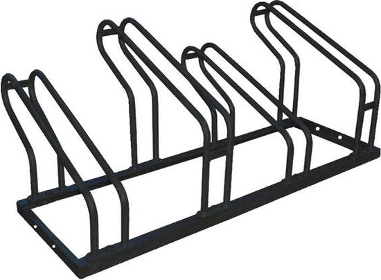 BRASQ Fahrradträger für 4 Fahrräder - Fahrradständer - Fahrradträger - Fahrradhalterung für Boden Inklusive Befestigungsmaterial - Schwarz