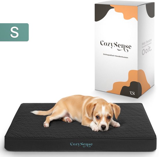 CozySense® Orthopädisches Hundekissen 60 X 40 Cm - Größe S - Wasserdicht - Geeignet als Sitzkissen & Hundebett - Waschbarer Bezug - Schwarz