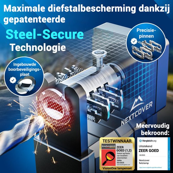 Nextcover - Faltschloss - 100cm FoldBasic - Fahrradschloss mit zwei Schlüsseln - SteelSecure Technology 3.0
