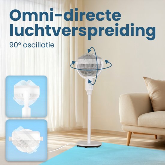 Auronic Standventilator - Boden und Tischventilator - 3 Geschwindigkeiten - Leise - Weiß