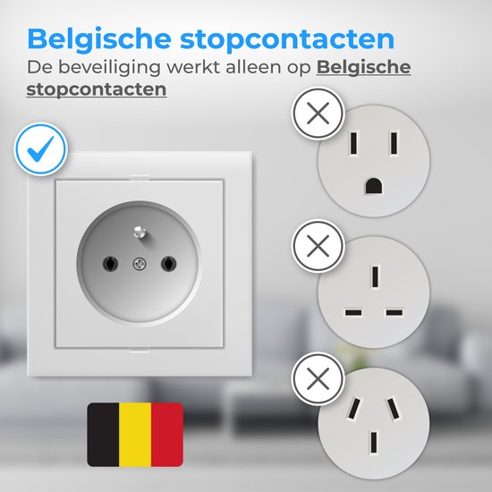 Nuvance Steckdosenschutz - 24 Stück - für Belgien - Kinderschutz - BE - Steckdosenschutz - Weiß