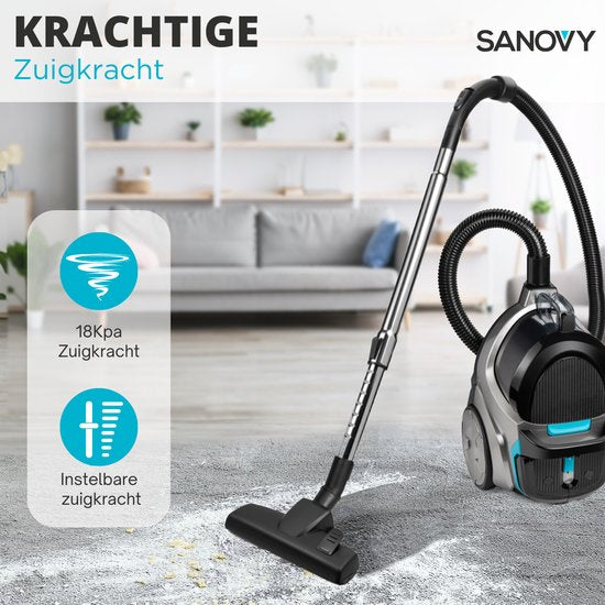 Sanovy PowerClean-8900 Leistungsstarker beutelloser Staubsauger - 2.5L - Cyclone Technology Staubsauger