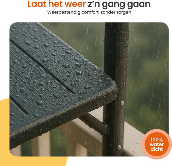 Goliving Balkontisch - klappbar - hängend - 60 x 40 cm - in 3 Höhen verstellbar - wetterfest - 2 Becherhalter - Schwarz
