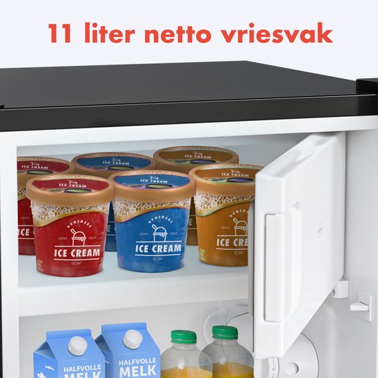 KitchenBrothers Kühlschrank - 81L - Tischkühlschrank mit Gefrierfach - Eisfach - Frigo - Freistehend - Schwarz