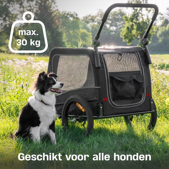 TrevoPet - Hundefahrradanhänger - Hundefahrradanhänger faltbar - Hundefahrradanhänger für kleine und große Hunde (max. 30kg) - Hundefahrradanhänger - 2-in-1 Hundefahrradanhänger für Fahrrad bis Hundebuggy - Hundeanhänger - Geeignet für E-Bikes und normale