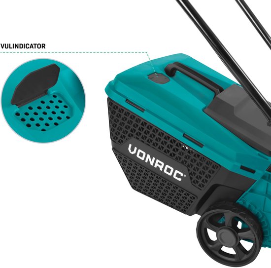 VONROC Accu-Rasenmäher - 20V - 32 cm Schnittbreite - Bürstenloser Motor - Drei einstellbare Schnitthöhen: 30/50/70 mm - Inkl. 30L Auffangbehälter - Ohne Akku und Schnellladegerät - Grün