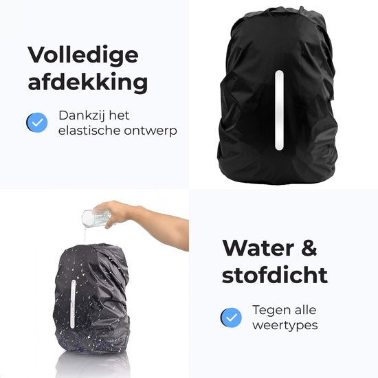 Regenhülle Rucksack - 100% wasserdicht - Rucksack - Flugtasche für Rucksack - Schultasche - 25 bis 35 Liter
