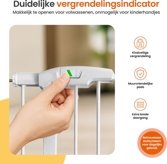 Goliving Treppengitter ohne Bohren - 2 Stück - 75 bis 103 cm - Klemmhalterung - Klemmmodell - Erweiterbar - Metall - Kindergitter - Hundegitter - Weiß