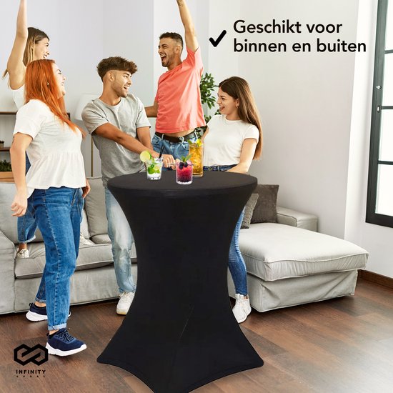 Infinity Goods Stevige Zwarte Statafel Incl. Zwarte Statafelrok - Partytafel - Robuust en Weersbestendig - Inklapbaar - 80cm x 110cm - Feest