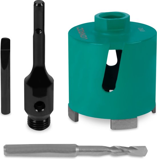 VONROC Diamant-Kastenbohrer SDS-Plus - 82mm - Universal - Inkl. Diamantbohrkrone, Zentrierbohrer, Extrusionsstift und SDS-plus Adapter