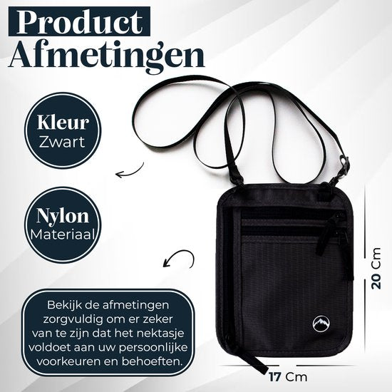 Green Berg Neck Purse - Passport Purse - Reisepasshalter mit RFID-Blockierung - Reisegeldbörse - Reisesafe - Reisegeldbörse für Damen und Herren - Schwarz