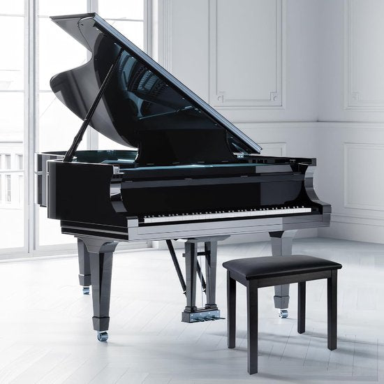 Finesse Piano Hocker - Stahl - mit Kissen - Klavierbank - Klavierstuhl - Schwarz