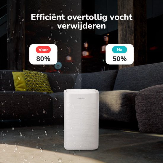 Bloomfold Luftentfeuchter DryPure – 12 L/Tag – HEPA Filter – Timer – Weiß