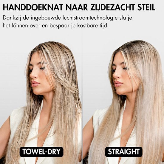 Sansbeauté® Sanstraight Straightener Wet-to-Dry mit Reiseetui - 2 in 1 - Haartrockner & Haarglätter - Coldshot - 80℃ bis 140℃ - Haarstraffer - Haarglätter - Lisseur Cheveux - Alternativer Dampfstraffer